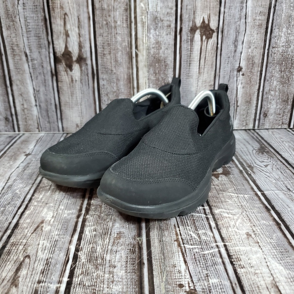 Skechers Womens Go Walk Air Cooled Goga Mat Stretch Slip On Shoes Black Size 6.5